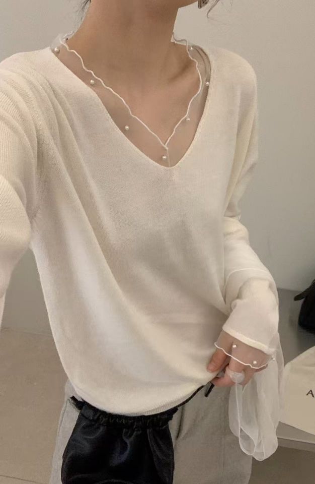 CRONG東大門代購女裝新品推薦真品休閑熱賣針織衫珍珠蕾絲CRONG針織衫