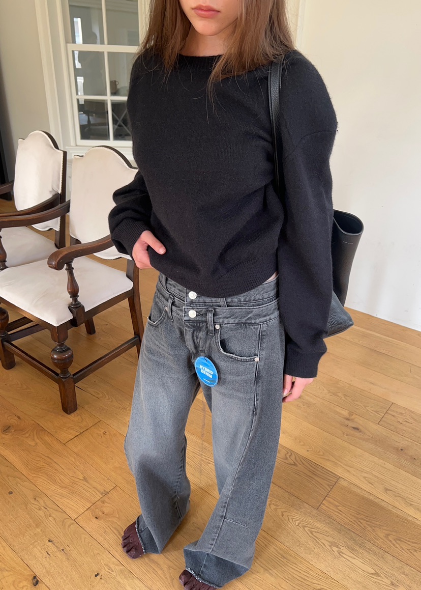 ANOTHER AVENUE韓國代購女裝新款真品熱賣休閑牛仔褲雙腰ANOTHER AVENUE牛仔褲