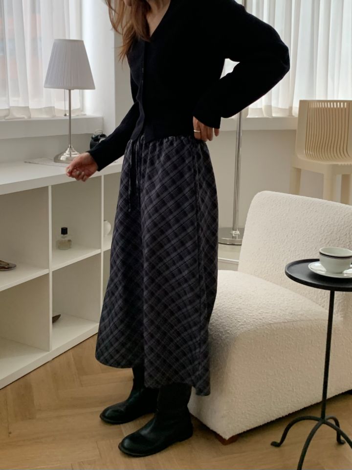 KOMOREBI東大門代購女士新款時尚推薦休閑熱賣真品長裙格紋KOMOREBI長裙
