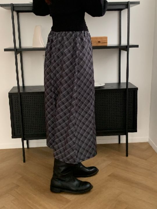 KOMOREBI東大門代購女士新款時尚推薦休閑熱賣真品長裙格紋KOMOREBI長裙