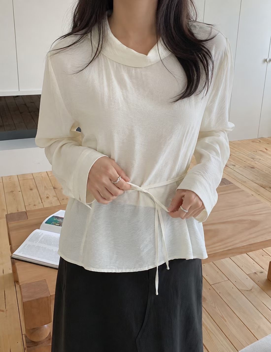 HACKER東大門實拍女裝新款推薦真品休閑時尚襯衫蕾絲衫含繩HACKER-2件起襯衫/蕾絲衫