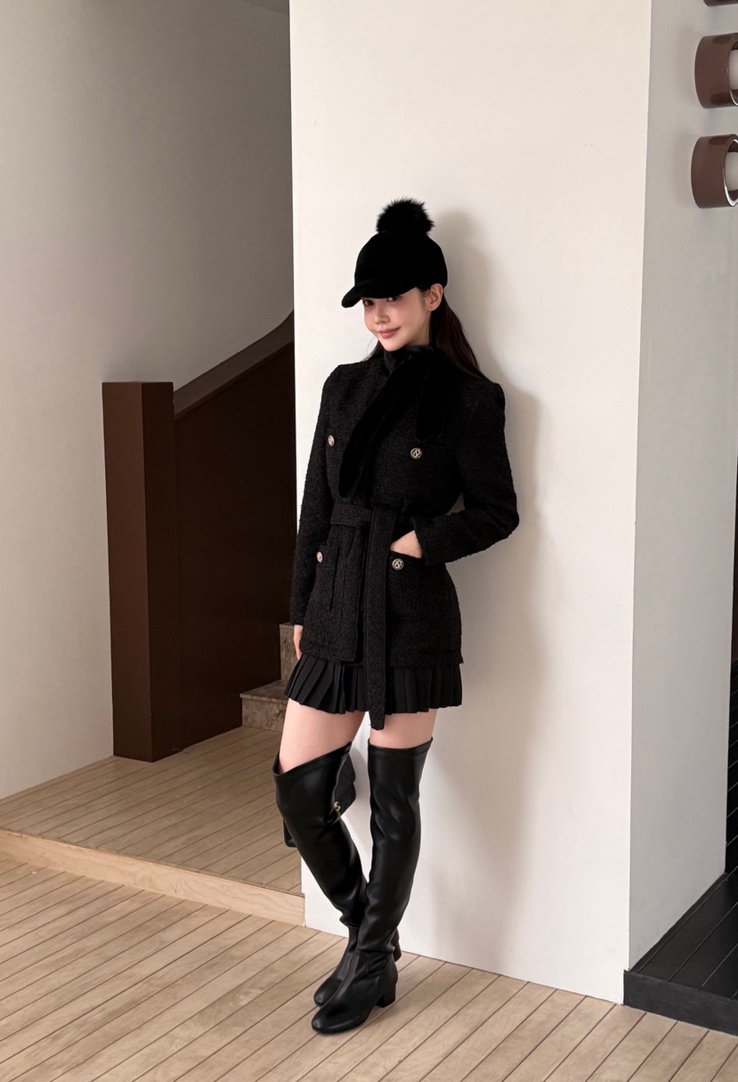 LAVIEU韓國直郵女裝新款熱賣時尚人氣推薦連衣裙含腰帶褶裥LAVIEU連衣裙