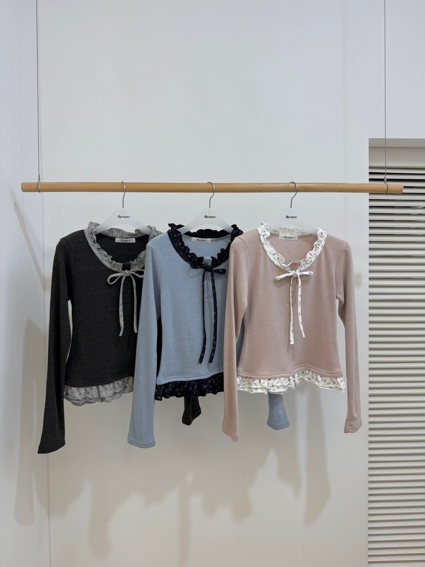 BY CHAPTER韓國直郵女裝新品休閑推薦人氣真品長袖T恤抓絨BY Chapter長袖T恤