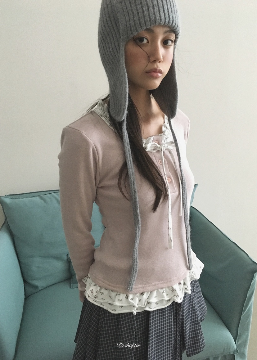 BY CHAPTER韓國直郵女裝新品休閑推薦人氣真品長袖T恤抓絨BY Chapter長袖T恤