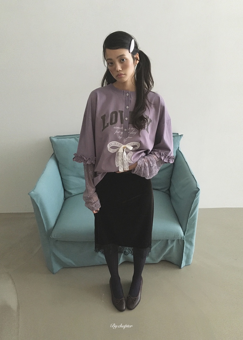 BY CHAPTER東大門實拍女士新品人氣半身裙中短裙天鵝絨蕾絲BY Chapter半身裙/中短裙