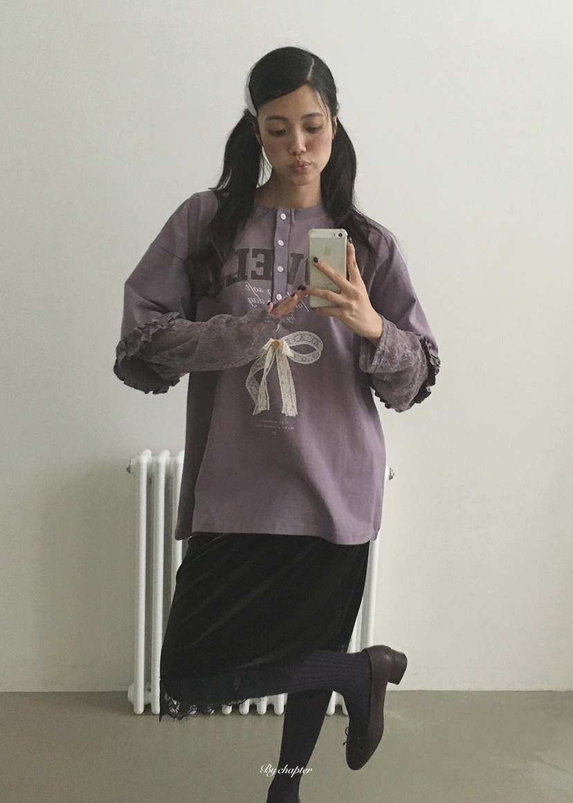 BY CHAPTER東大門實拍女士新品人氣半身裙中短裙天鵝絨蕾絲BY Chapter半身裙/中短裙
