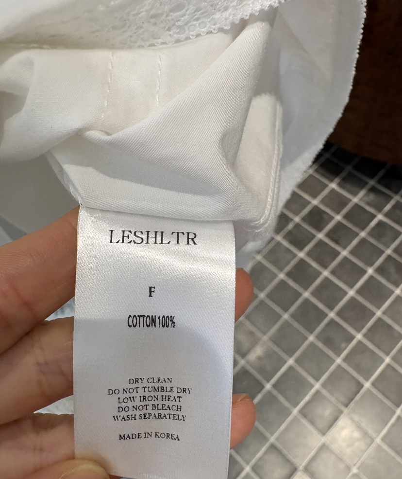 CREAM-P/LESHLTR韓國直郵女士新品休閑襯衫蕾絲衫蕾絲褶裥CREAM-P/LESHLTR襯衫/蕾絲衫