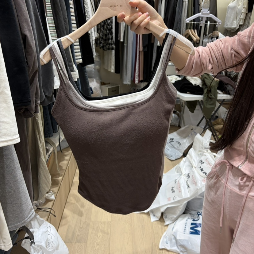 MONROE韓國代購女士新款時尚熱賣人氣推薦休閑吊帶背心無袖MONROE吊帶/背心圖色1棕色