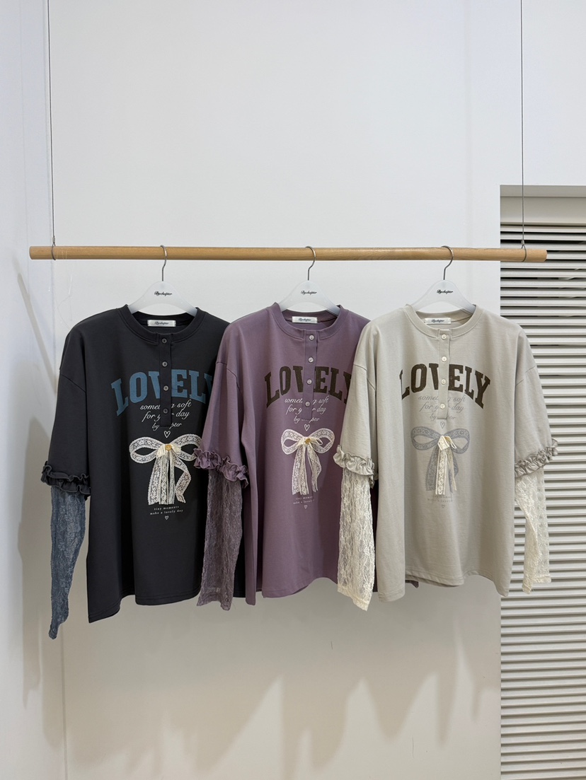 BY CHAPTER東大門直郵女士新品休閑長袖T恤可愛的假兩件BY Chapter長袖T恤