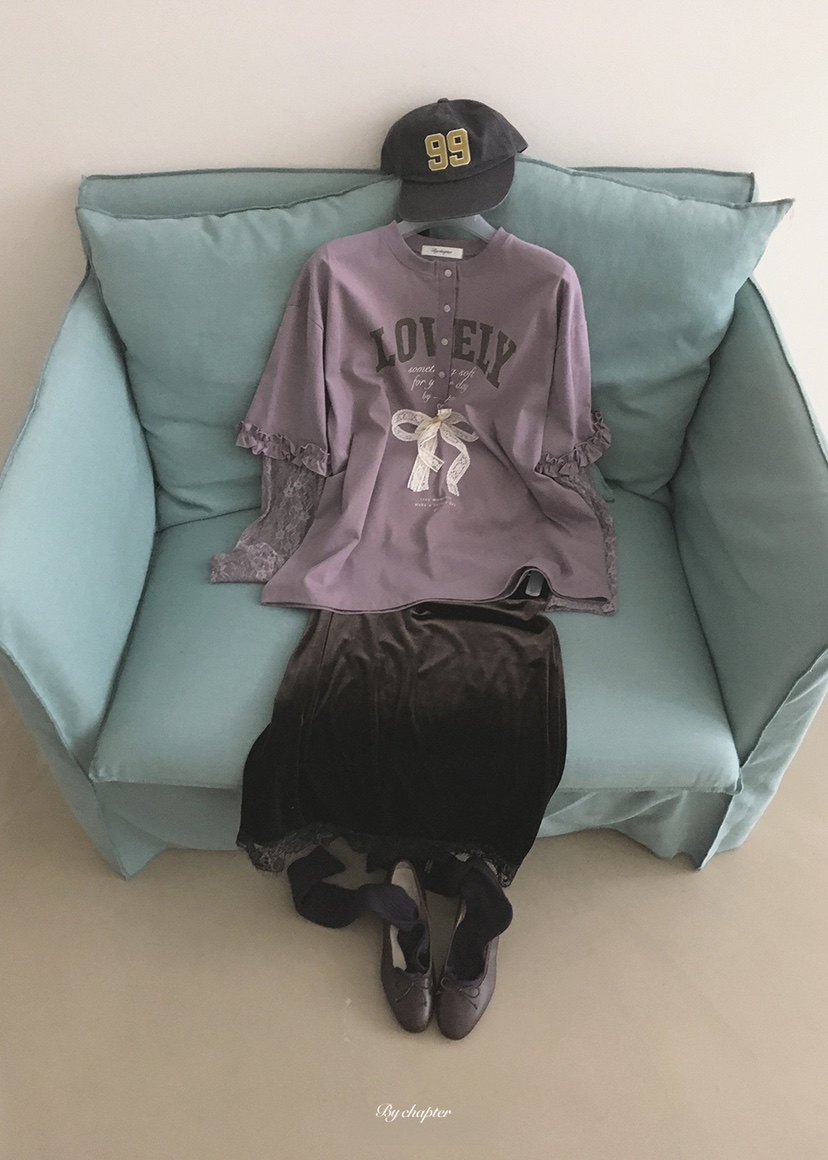 BY CHAPTER東大門直郵女士新品休閑長袖T恤可愛的假兩件BY Chapter長袖T恤