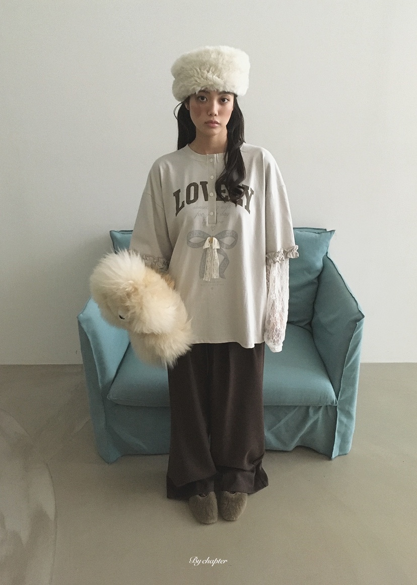BY CHAPTER東大門直郵女士新品休閑長袖T恤可愛的假兩件BY Chapter長袖T恤