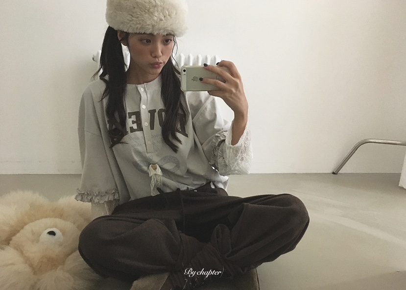 BY CHAPTER東大門直郵女士新品休閑長袖T恤可愛的假兩件BY Chapter長袖T恤