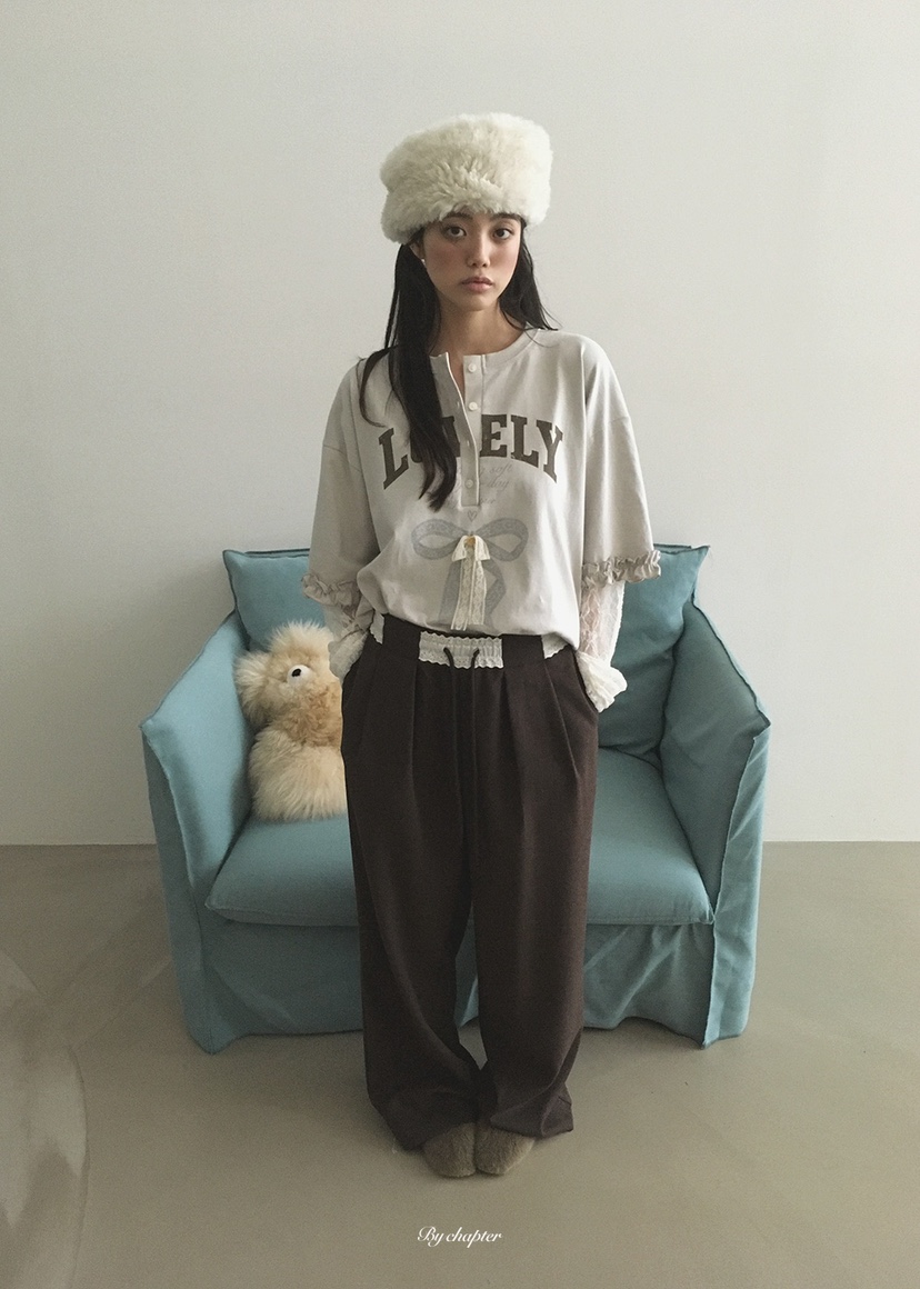 BY CHAPTER東大門直郵女士新品休閑長袖T恤可愛的假兩件BY Chapter長袖T恤圖色3