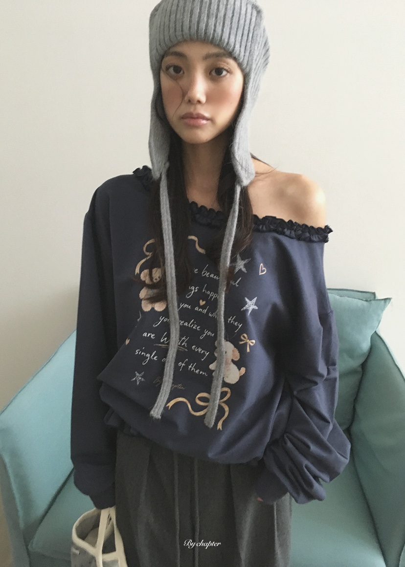BY CHAPTER韓國直郵女裝新款真品推薦人氣休閑衛衣荷葉邊BY Chapter衛衣