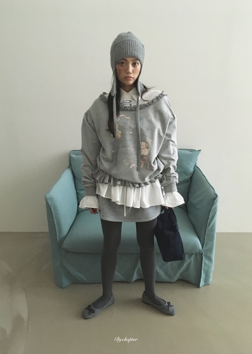 BY CHAPTER韓國直郵女裝新款真品推薦人氣休閑衛衣荷葉邊BY Chapter衛衣