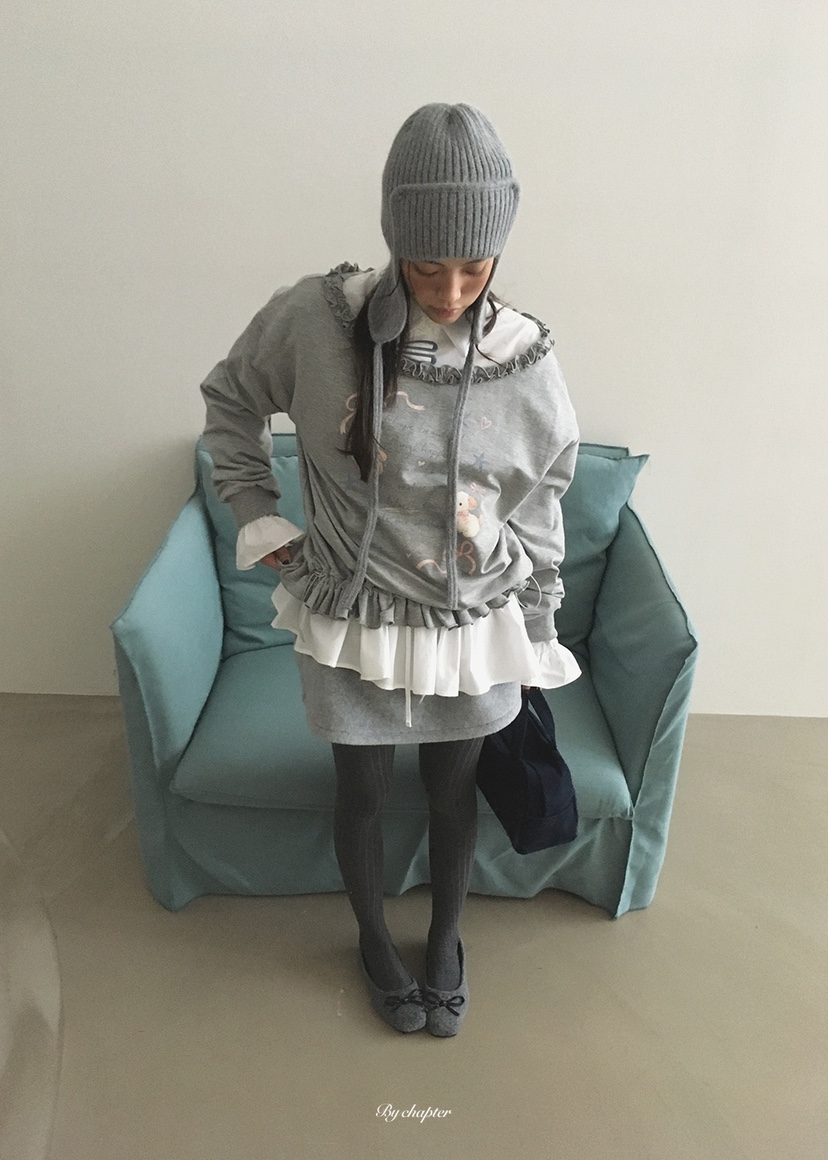 BY CHAPTER韓國直郵女裝新款真品推薦人氣休閑衛衣荷葉邊BY Chapter衛衣