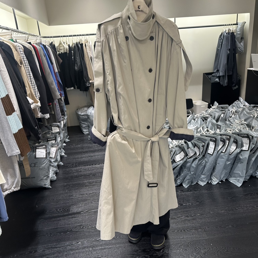 TOMGIRL東大門直郵女裝新品人氣時尚推薦休閑長款風衣含腰帶TOMGIRL長款風衣圖色2