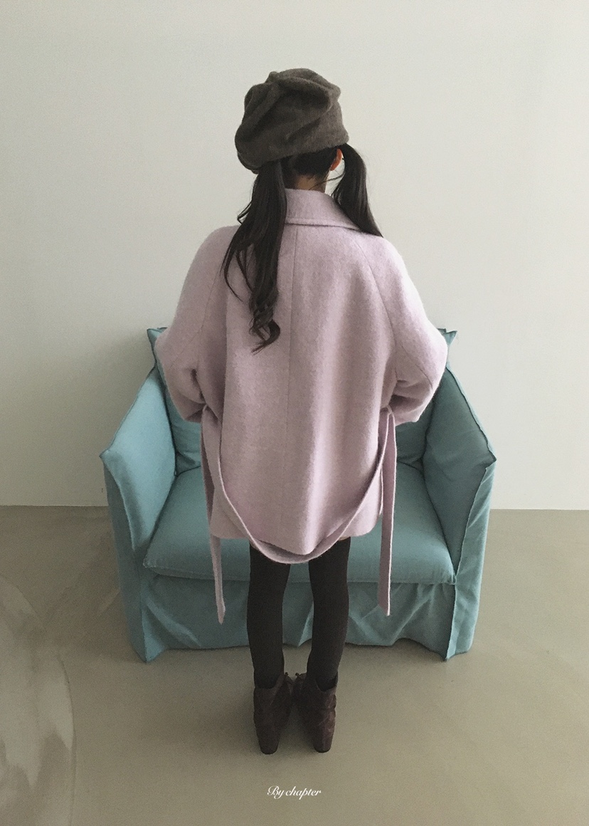 BY CHAPTER韓國代購女士新品推薦熱賣短款大衣含腰帶羊駝BY Chapter短款大衣