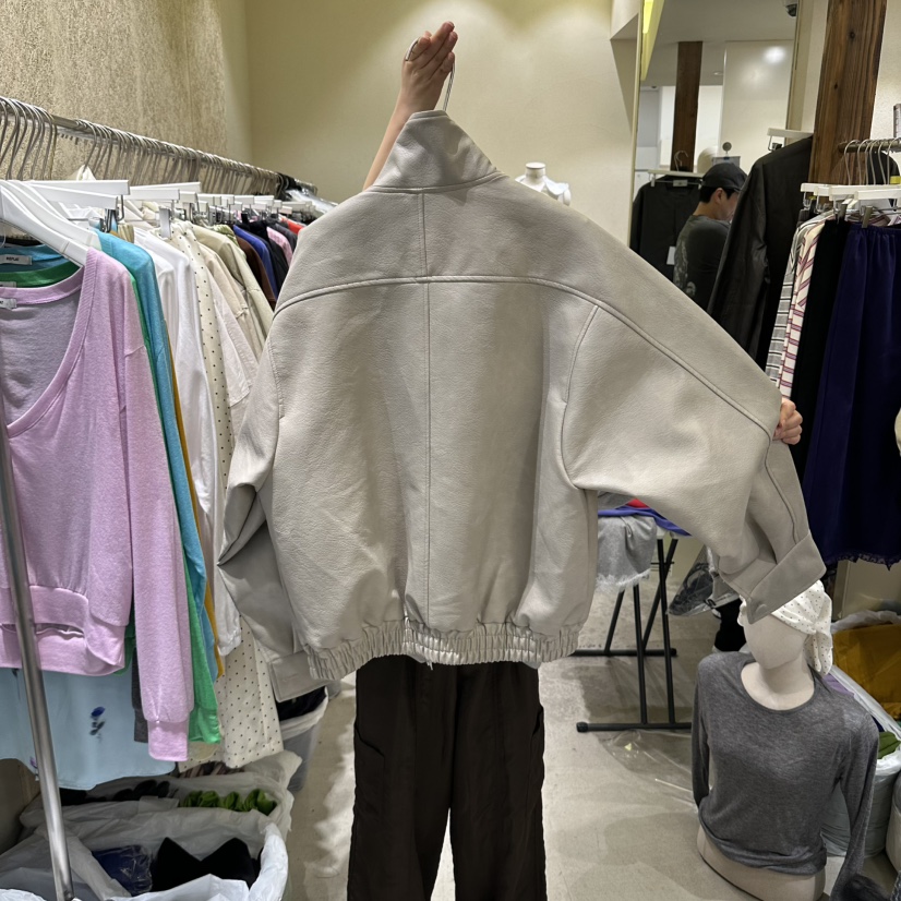 REFLAT東大門代購女裝新品時尚推薦真品人氣休閑皮衣高領REFLAT皮衣