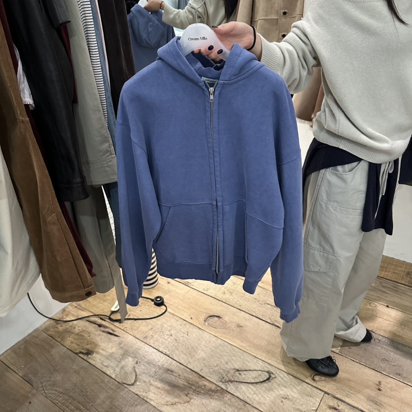 CREAM VILLA韓國直郵女裝新品休閑衛衣拉鏈連帽衫抓絨CREAM VILLA衛衣圖色2