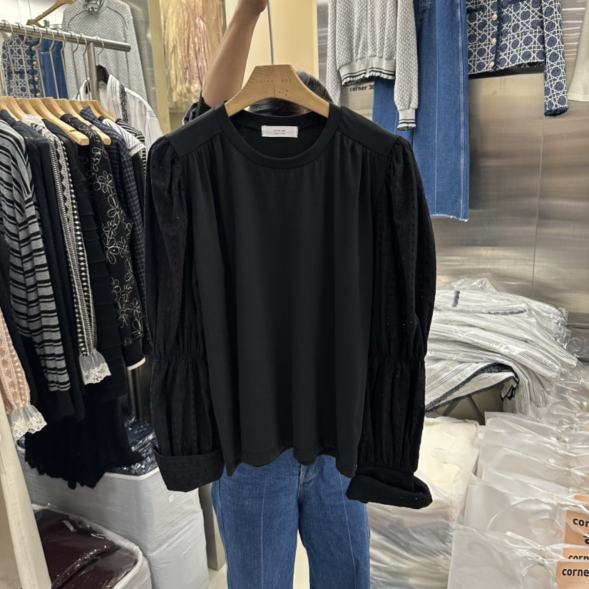 CORNER韓國直郵女裝新品人氣時尚真品休閑熱賣長袖T恤刺繡CORNER.302長袖T恤圖色2