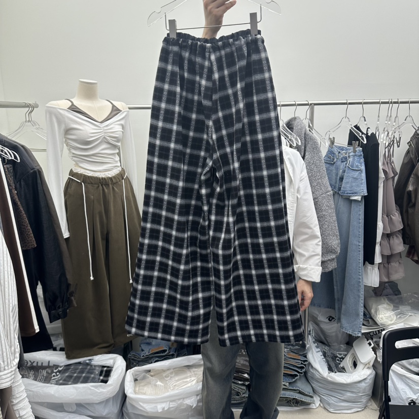 BAIE.38東大門直郵女士新品休閑人氣時尚休閑褲燈芯絨格子BAIE.38休閑褲