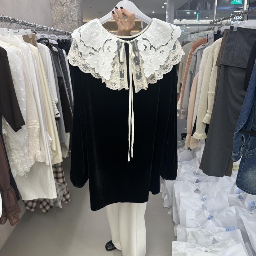 GLASS韓國直郵女士新款真品熱賣人氣休閑時尚推薦連衣裙絲絨GLASS連衣裙