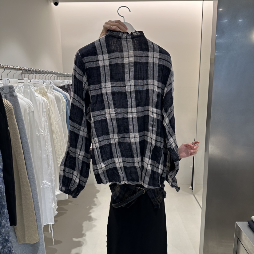 ALTER東大門代購女裝新款時尚襯衫蕾絲衫不含腰帶復古褶邊Alter襯衫/蕾絲衫