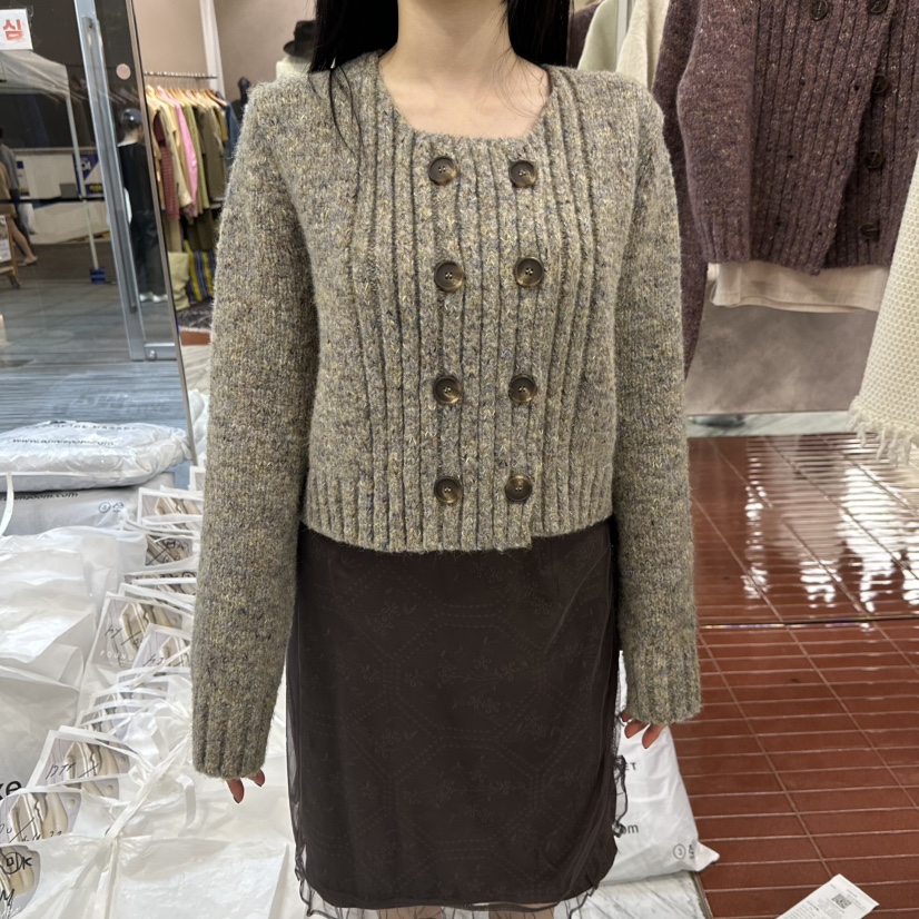 FOUNDATION東大門代購女裝新品推薦休閑時尚毛衣褶邊開衫FOUNDATION毛衣圖色3