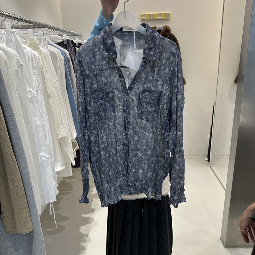 ALTER東大門實拍女裝新款推薦真品人氣時尚休閑襯衫蕾絲衫Alter襯衫/蕾絲衫圖色2藍色
