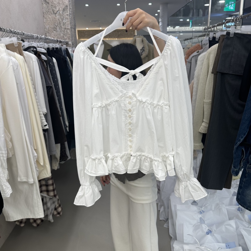 GLASS韓國代購女士新款熱賣人氣休閑推薦真品時尚襯衫蕾絲衫GLASS襯衫/蕾絲衫圖色1