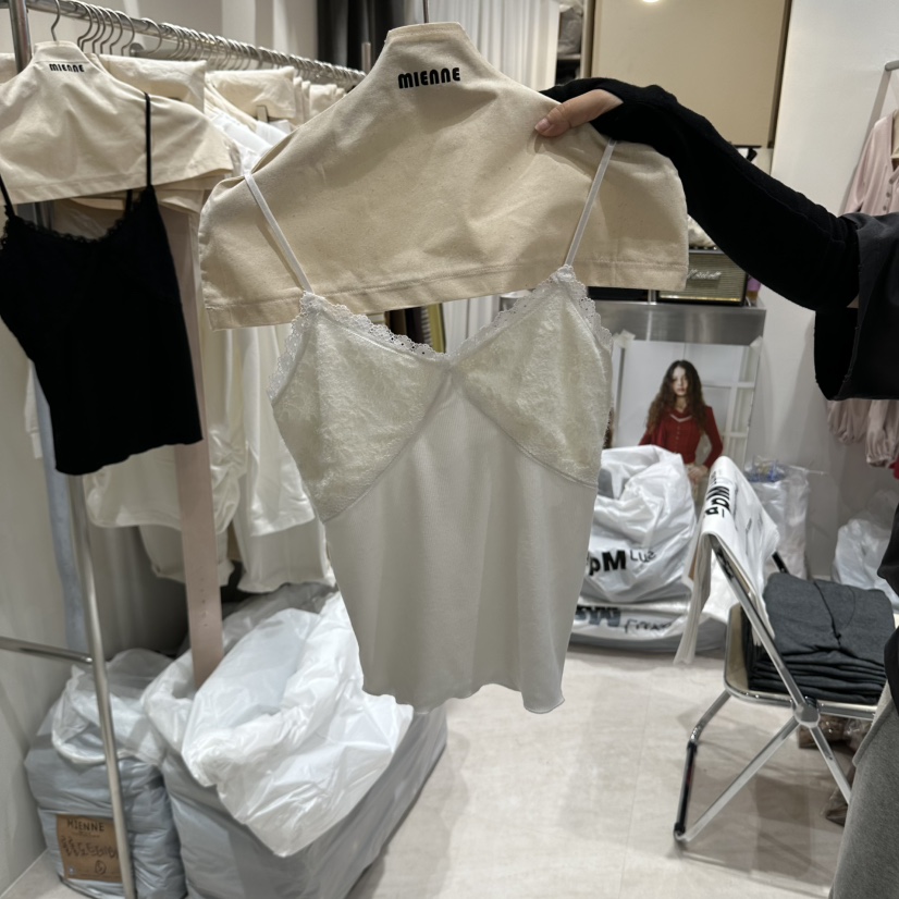 MIENNE韓國直郵女士新款推薦真品人氣時尚熱賣吊帶背心蕾絲MIENNE吊帶/背心圖色2白色