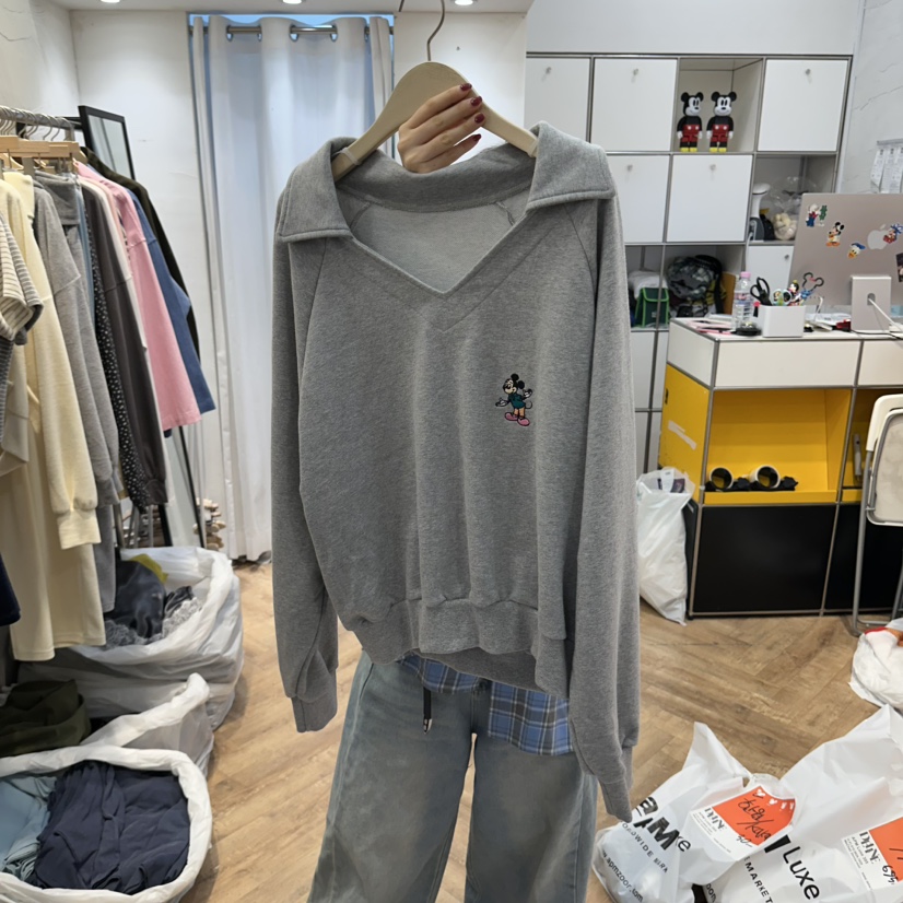 DE LINE韓國代購女裝新品休閑人氣真品推薦時尚熱賣衛衣DE LINE衛衣圖色2深灰色