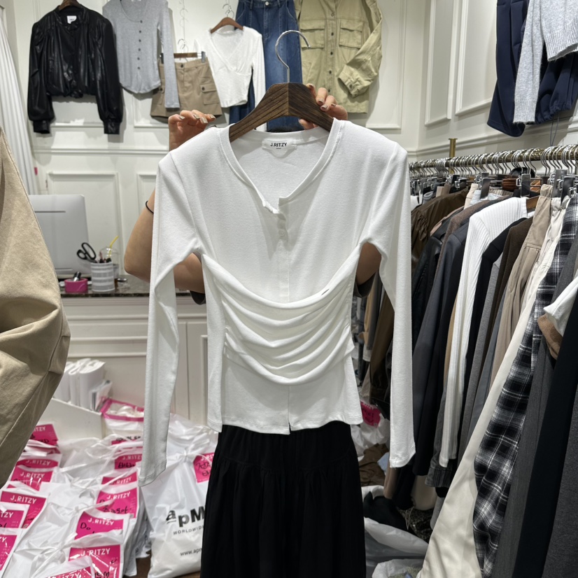 J.RITZY韓國代購女裝新款熱賣時尚推薦休閑真品人氣長袖T恤J.RITZY長袖T恤圖色1
