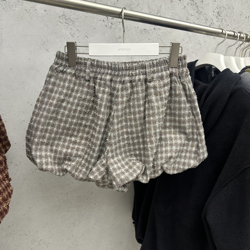 SIXTEEN韓國代購女士新款時尚人氣真品休閑推薦短褲粗花呢SIXTEEN短褲圖色1