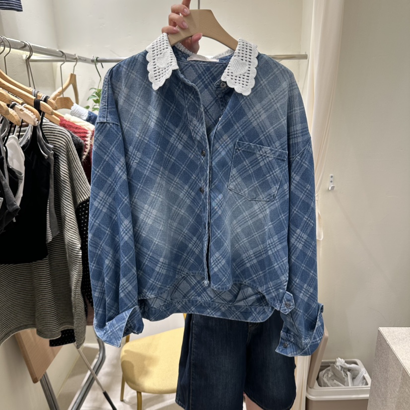 HIP.TIQUE韓國直郵女士新款熱賣人氣真品休閑襯衫蕾絲衫HIP.TIQUE襯衫/蕾絲衫圖色2藍色