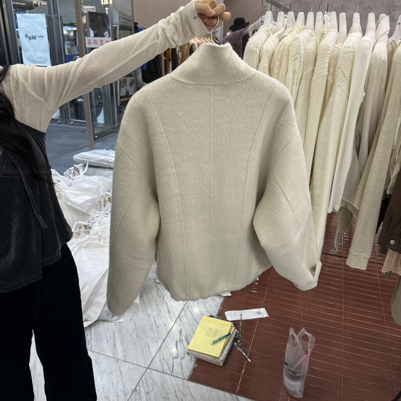 FOUNDATION韓國直郵女士新品熱賣人氣推薦休閑短款大衣手工FOUNDATION短款大衣
