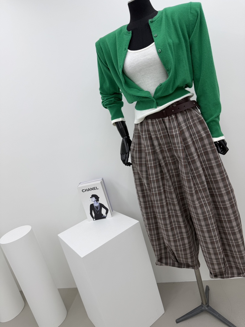 RED-A韓國代購女裝新品休閑時尚熱賣人氣休閑褲復古格紋RED-A休閑褲