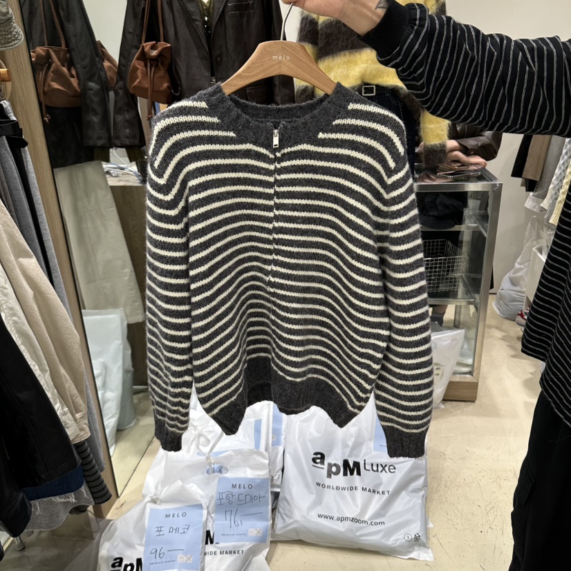 MELO東大門實拍女士新品推薦人氣時尚真品休閑熱賣毛衣拉鏈MELO毛衣圖色2灰色