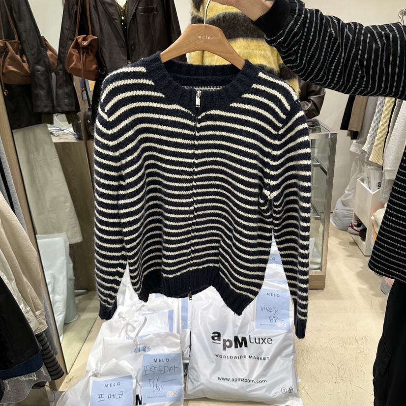 MELO東大門實拍女士新品推薦人氣時尚真品休閑熱賣毛衣拉鏈MELO毛衣圖色3藍色