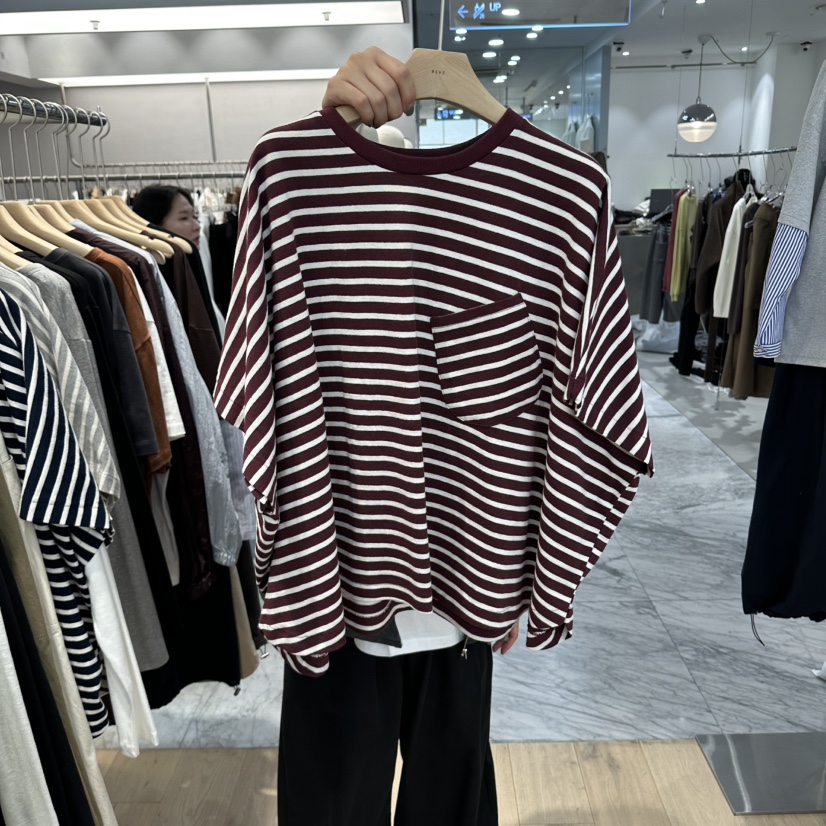 REVE-L東大門代購女裝新品熱賣時尚人氣真品長袖T恤條紋REVE-L長袖T恤圖色4紅色條紋