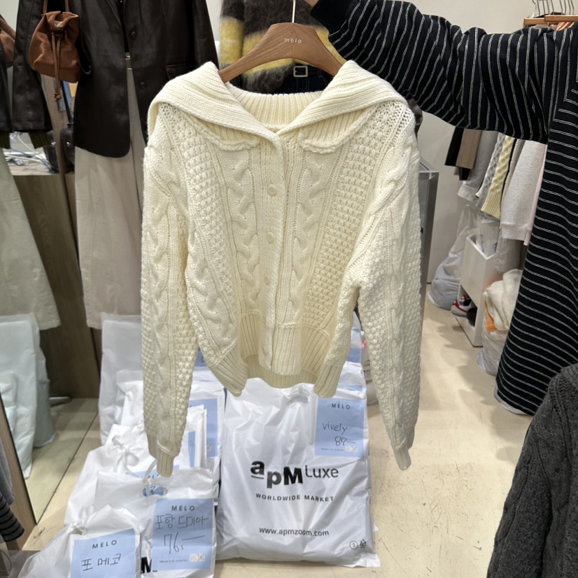 MELO東大門代購女士新款時尚推薦休閑真品人氣熱賣毛衣開襟MELO毛衣圖色1