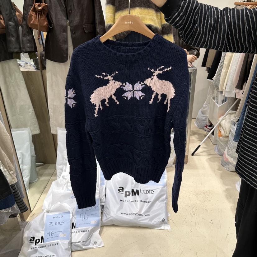 MELO韓國代購女士新品真品時尚熱賣推薦休閑人氣毛衣MELO毛衣圖色2藍色
