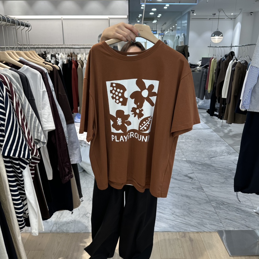 REVE-L韓國直郵女士新品人氣時尚真品休閑推薦熱賣T恤印花REVE-LT恤圖色2