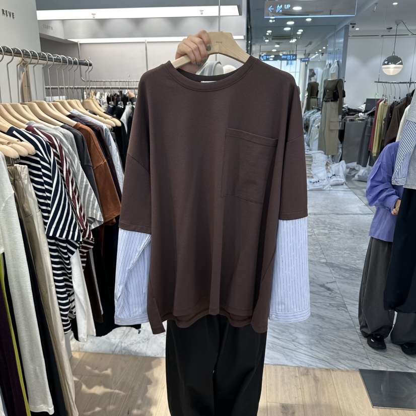 REVE-L東大門直郵女士新品休閑熱賣時尚推薦人氣長袖T恤REVE-L長袖T恤圖色2棕色