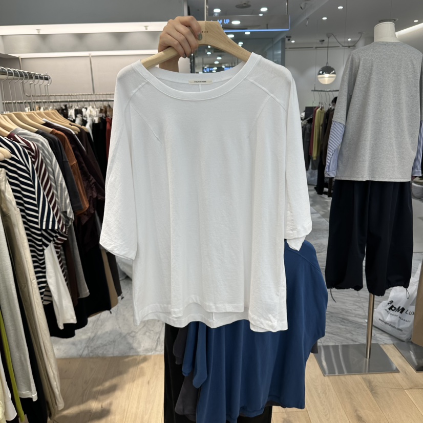 REVE-L東大門實拍女士新品推薦真品休閑熱賣時尚T恤褶裥REVE-LT恤圖色1