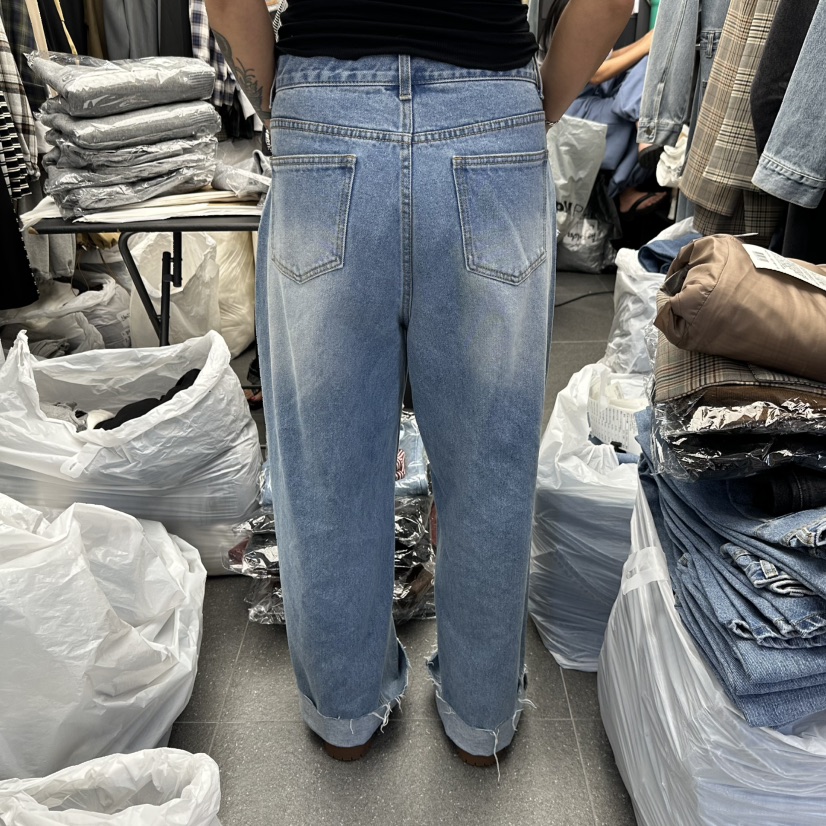 A-DEL東大門直郵女裝新品熱賣推薦時尚真品人氣牛仔褲開衩A-DEL牛仔褲