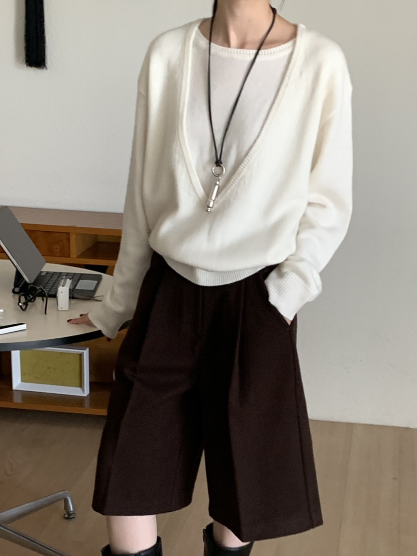 LOGON韓國直郵女裝新品人氣真品熱賣休閑時尚針織衫深V領LOGON針織衫
