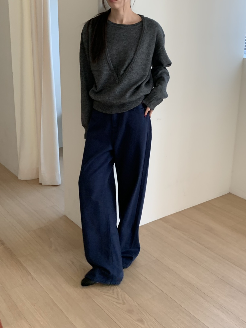 LOGON韓國直郵女裝新品人氣真品熱賣休閑時尚針織衫深V領LOGON針織衫
