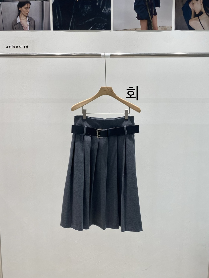 UNBOUND韓國直郵女士新品人氣休閑半身裙中短裙不含腰帶皺紋UNBOUND半身裙/中短裙圖色1